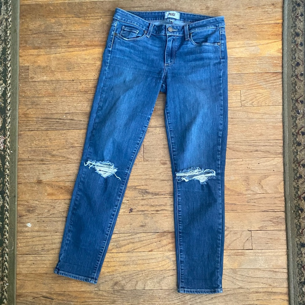 Paige Denim Kylie Crop Size 30 Evelyn Destructed Cropped Womens Jeans Stretch